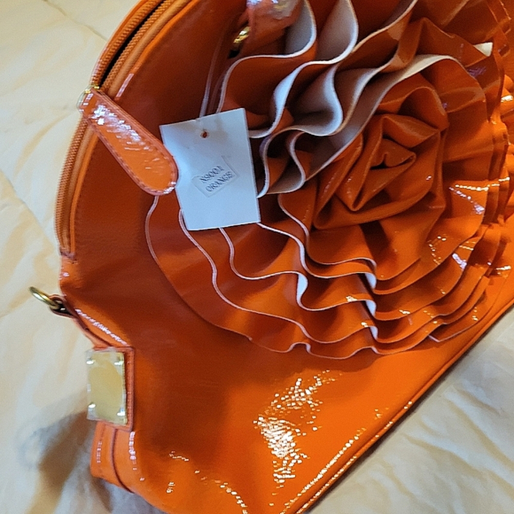 Orange Ruffled Women's Handbag - Picture 2 of 16